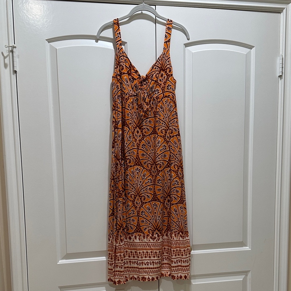 Knox Rose Orange and Blue Patterned Midi Dress